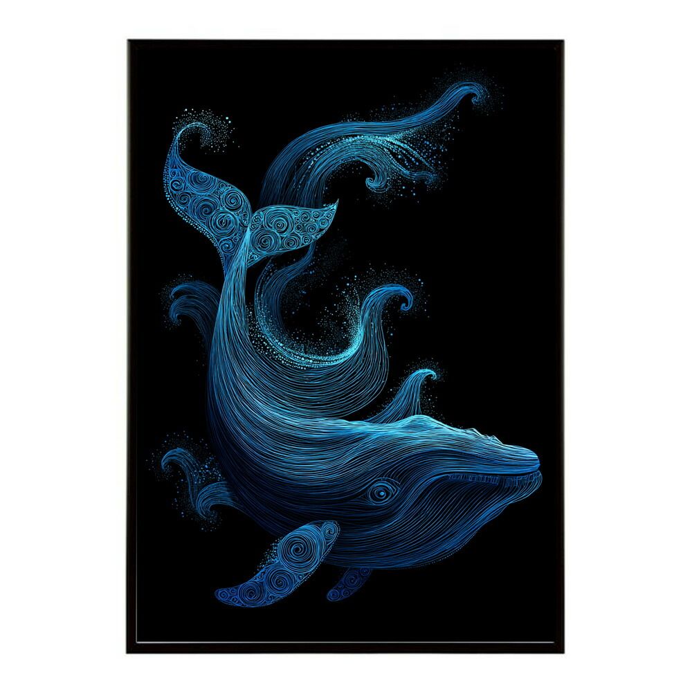 B2サイズ（約51x73cm）】【lm-poster-4523】【フレーム付き】クジラ