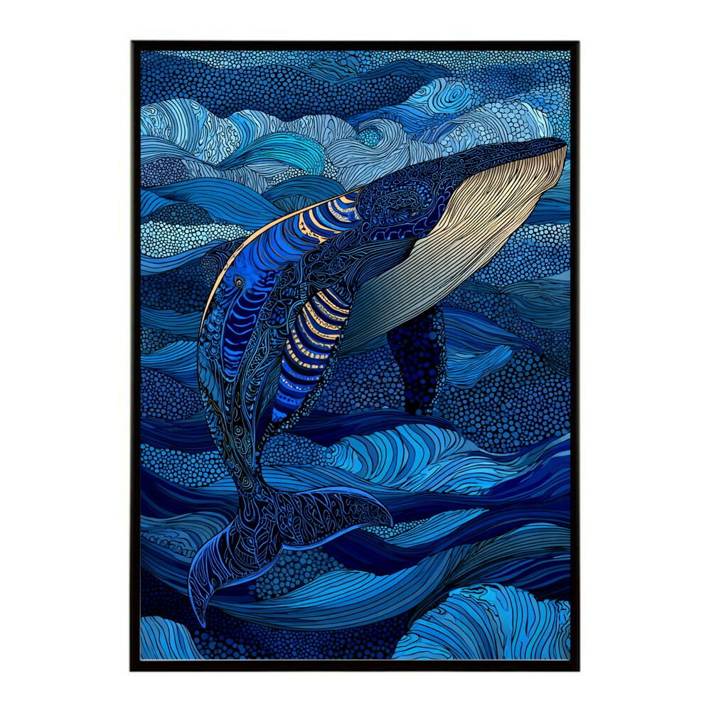 A3サイズ（約30×42cm）】【lm-poster-4514】【フレーム付き】クジラ