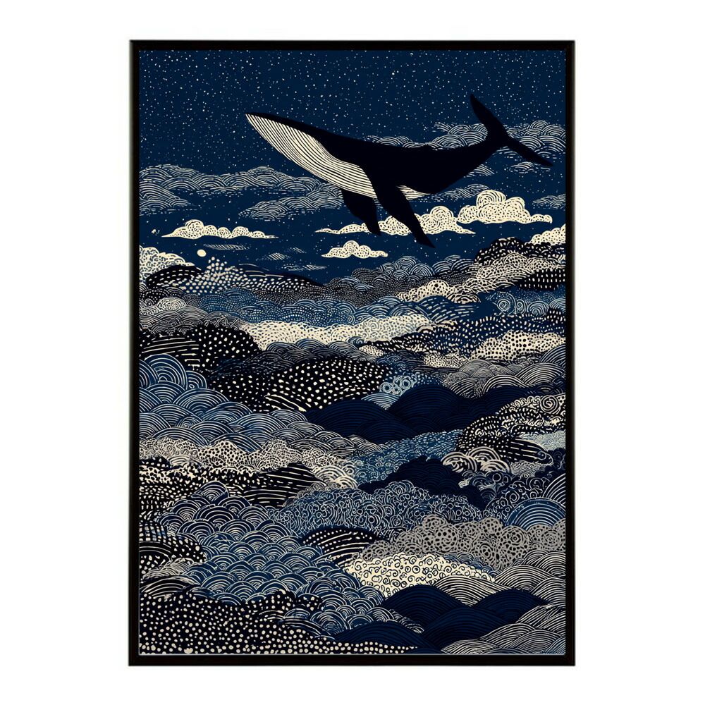 A1サイズ（約59x84cm）】【lm-poster-4456】【フレーム付き】クジラ