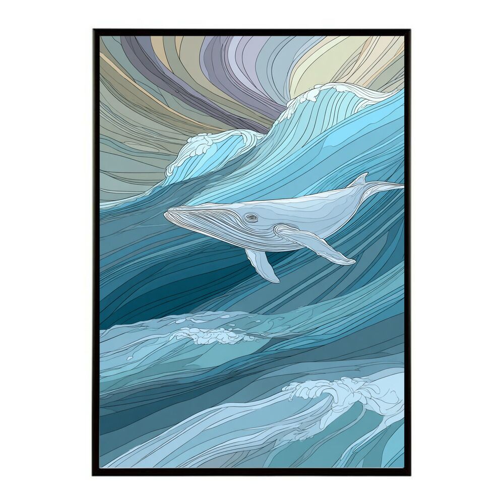 A1サイズ（約59x84cm）】【lm-poster-4518】【フレーム付き】クジラ