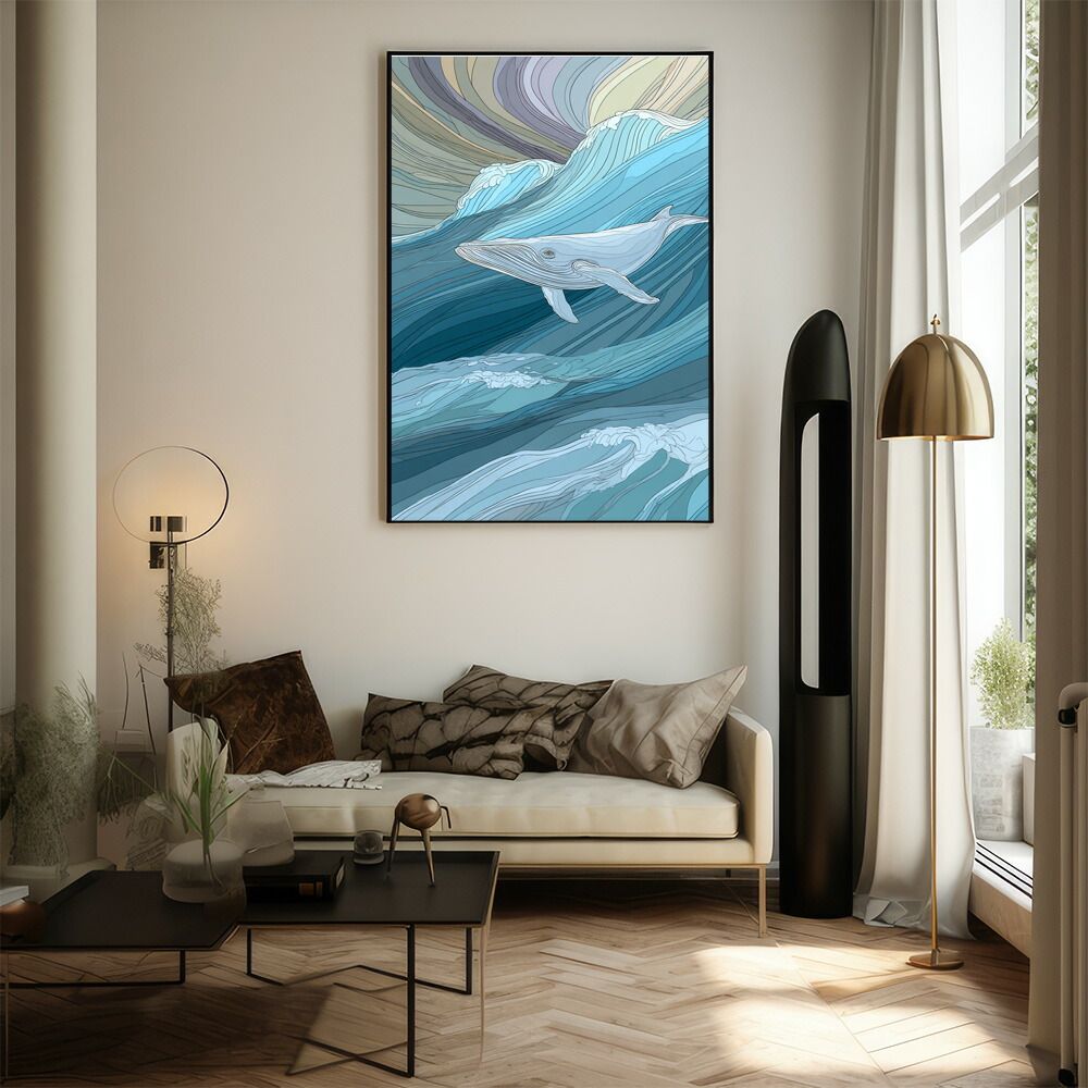 A1サイズ（約59x84cm）】【lm-poster-4518】【フレーム付き】クジラ