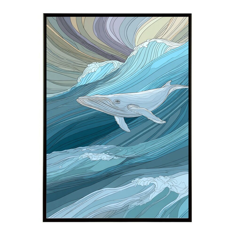 B4サイズ（約25x36cm）】【lm-poster-4518】【フレーム付き】クジラ