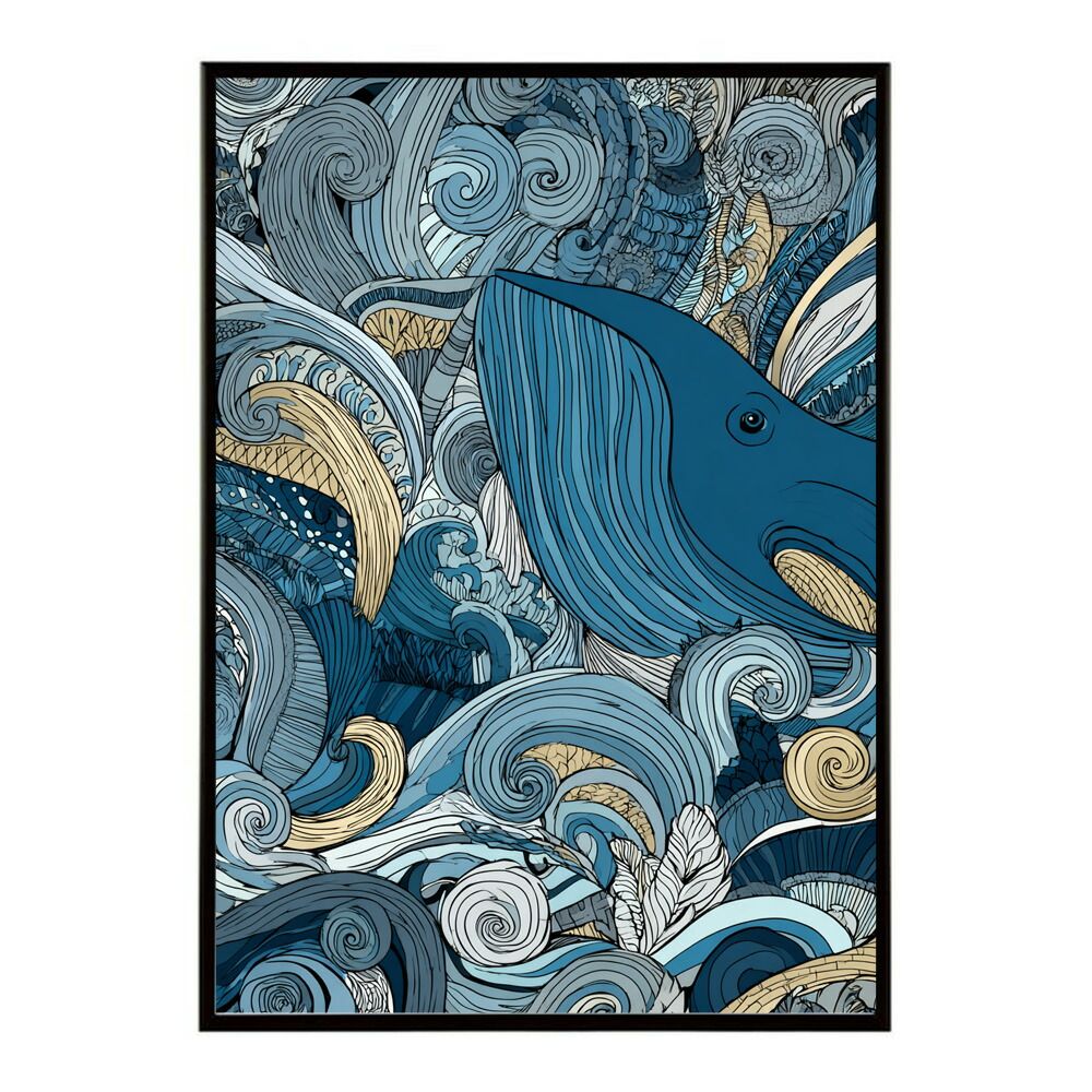B2サイズ（約51x73cm）】【lm-poster-4521】【フレーム付き】クジラ