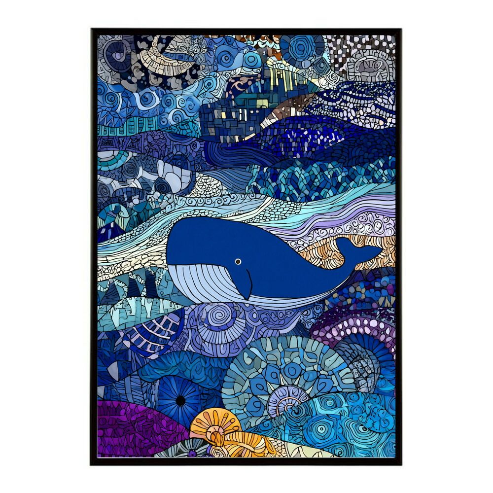 B2サイズ（約51x73cm）】【lm-poster-4466】【フレーム付き】クジラ