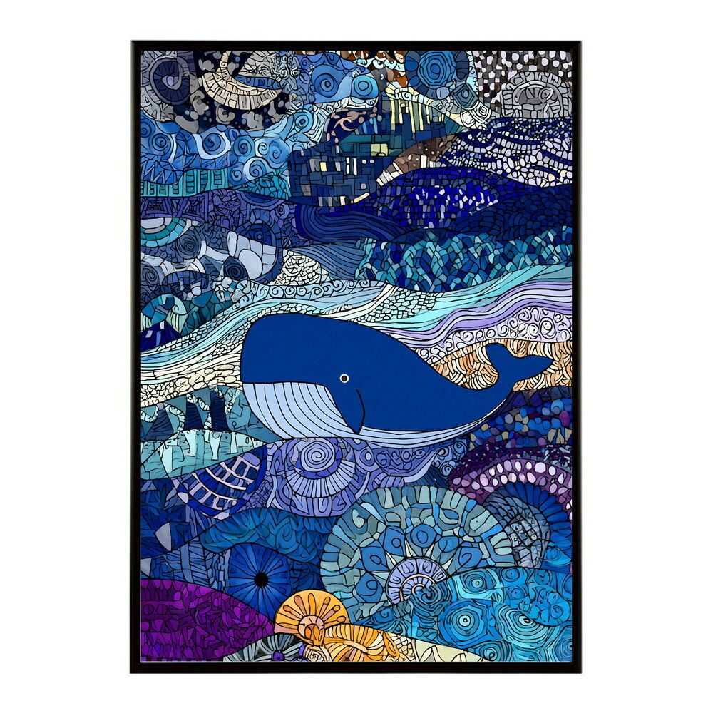 B2サイズ（約51x73cm）】【lm-poster-4525】【フレーム付き】クジラ