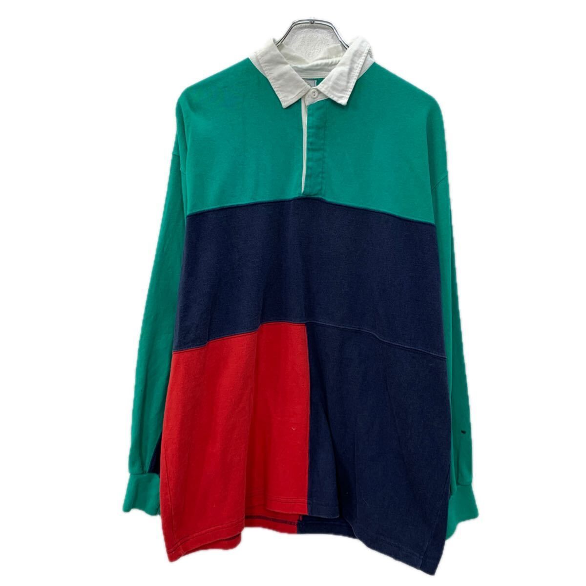 CAPE ISLE KNITTERS 長袖 ラガーシャツ XL グリーン マルチカラー ハーフボタン コットン100% 長袖ラガーシャツ 春物 a712-6454