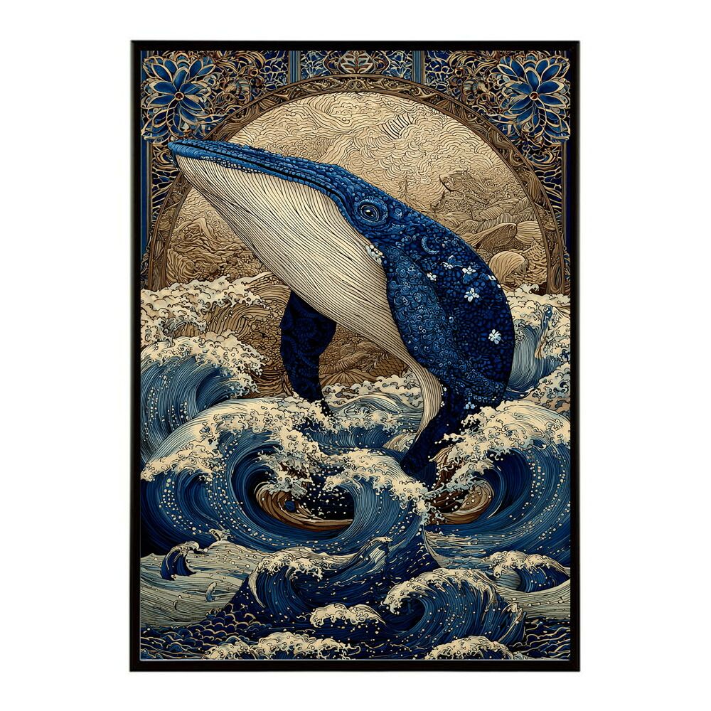 B2サイズ（約51x73cm）】【lm-poster-4593】【フレーム付き】クジラ
