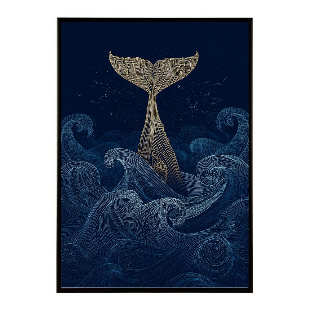 A1サイズ（約59x84cm）】【lm-poster-4528】【フレーム付き】クジラ