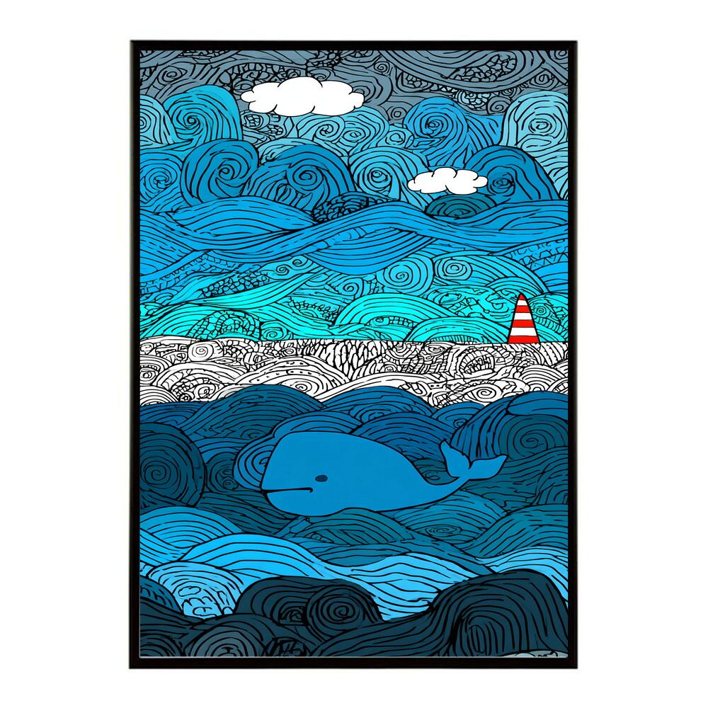 B4サイズ（約25x36cm）】【lm-poster-4530】【フレーム付き】クジラ