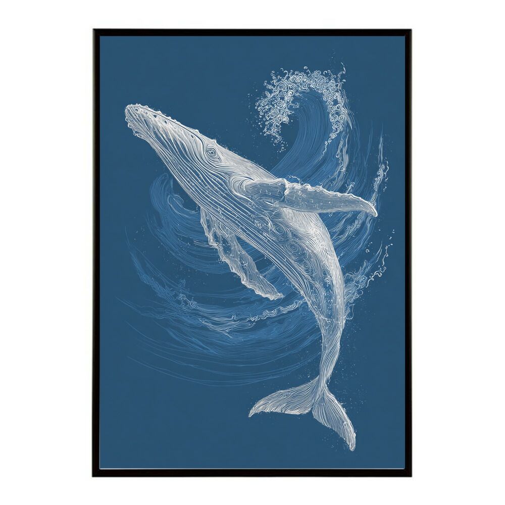 A1サイズ（約59x84cm）】【lm-poster-4479】【フレーム付き】クジラ