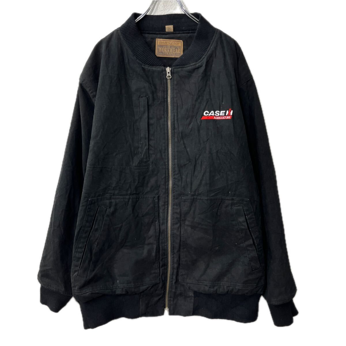 swlngster ダックジャケット 2XL ブラック ジップアップ 中綿 裏地キルティング ワークウェア アウター 冬物 a712-6476