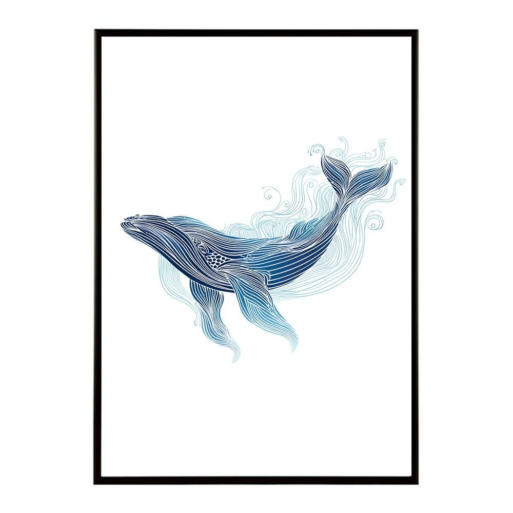 B4サイズ（約25x36cm）】【lm-poster-4534】【フレーム付き】クジラ
