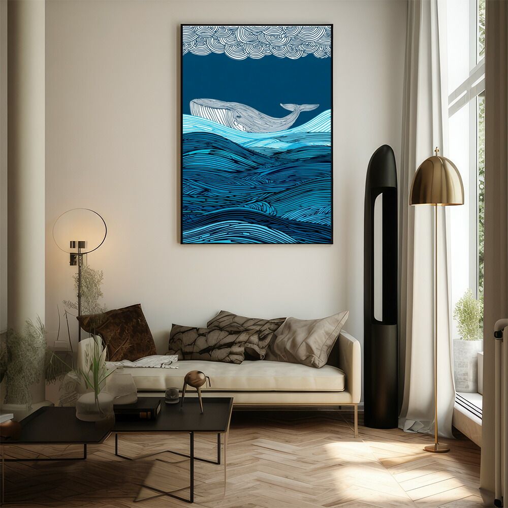 A3サイズ（約30×42cm）】【lm-poster-4535】【フレーム付き】クジラ
