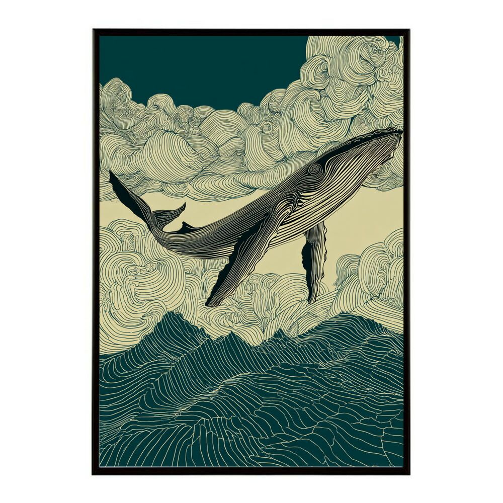 B2サイズ（約51x73cm）】【lm-poster-4528】【フレーム付き】クジラ