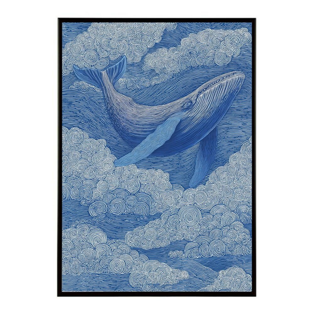 B2サイズ（約51x73cm）】【lm-poster-4504】【フレーム付き】クジラ