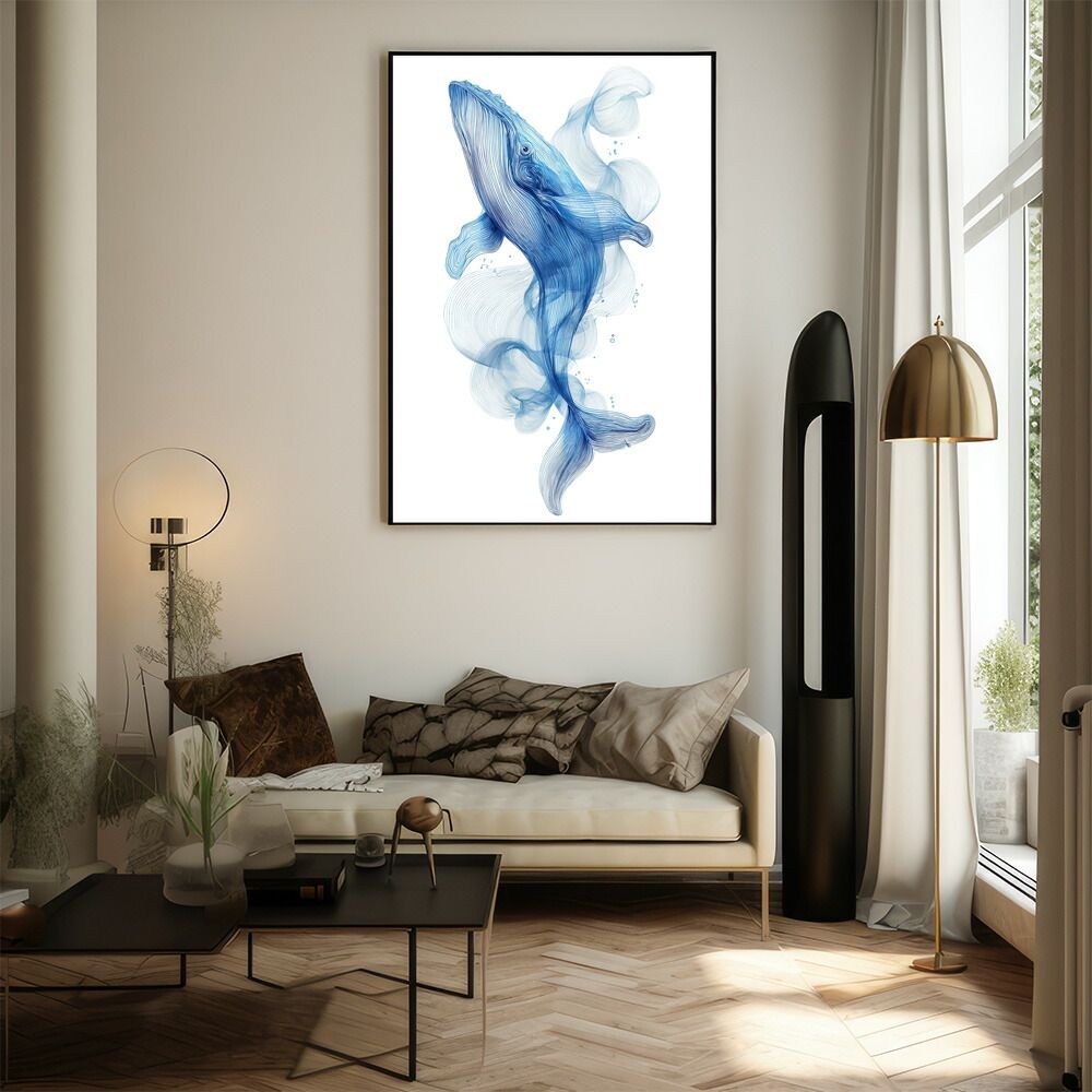 風景 B1サイズ（約73x103cm）】【lm-poster-4541】【フレーム付き】クジラ