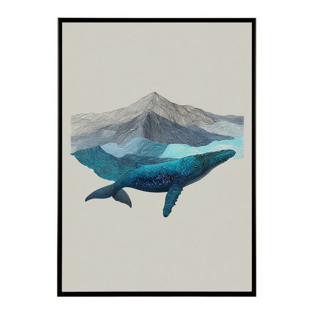 B2サイズ（約51x73cm）】【lm-poster-4542】【フレーム付き】クジラ