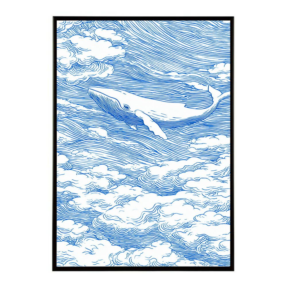 B2サイズ（約51x73cm）】【lm-poster-4543】【フレーム付き】クジラ