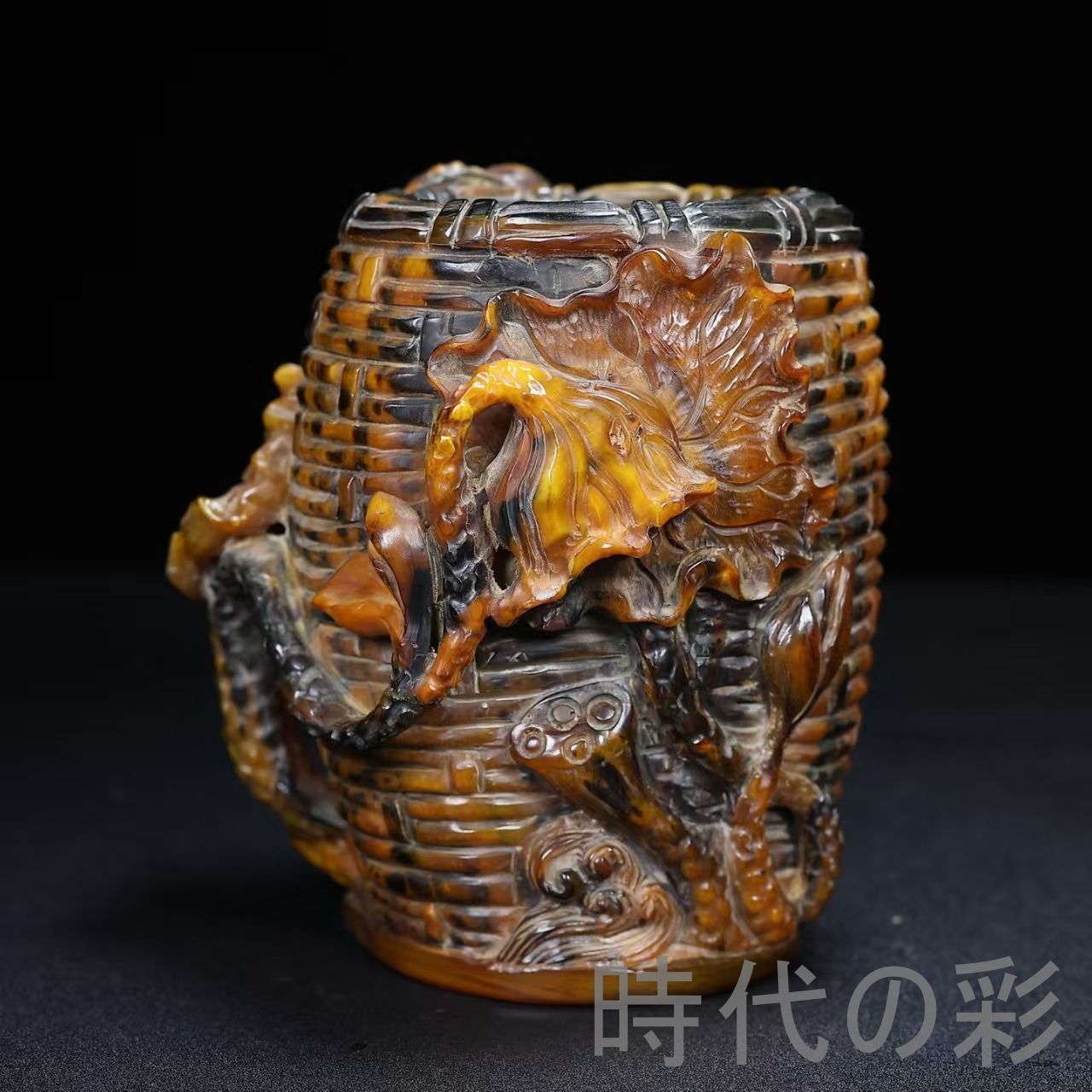 【 稀少文物 】　山羊角、金銅彫金　『魚オブジェ』　清朝古玩 稀少文物 】 山羊角、金銅彫金 『魚オブジェ』 清朝古玩