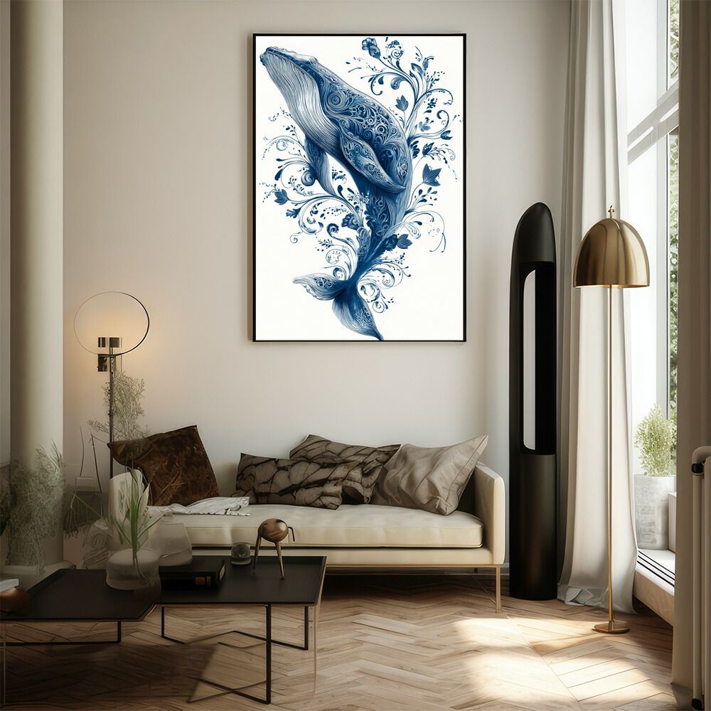 A1サイズ（約59x84cm）】【lm-poster-4550】【フレーム付き】クジラ