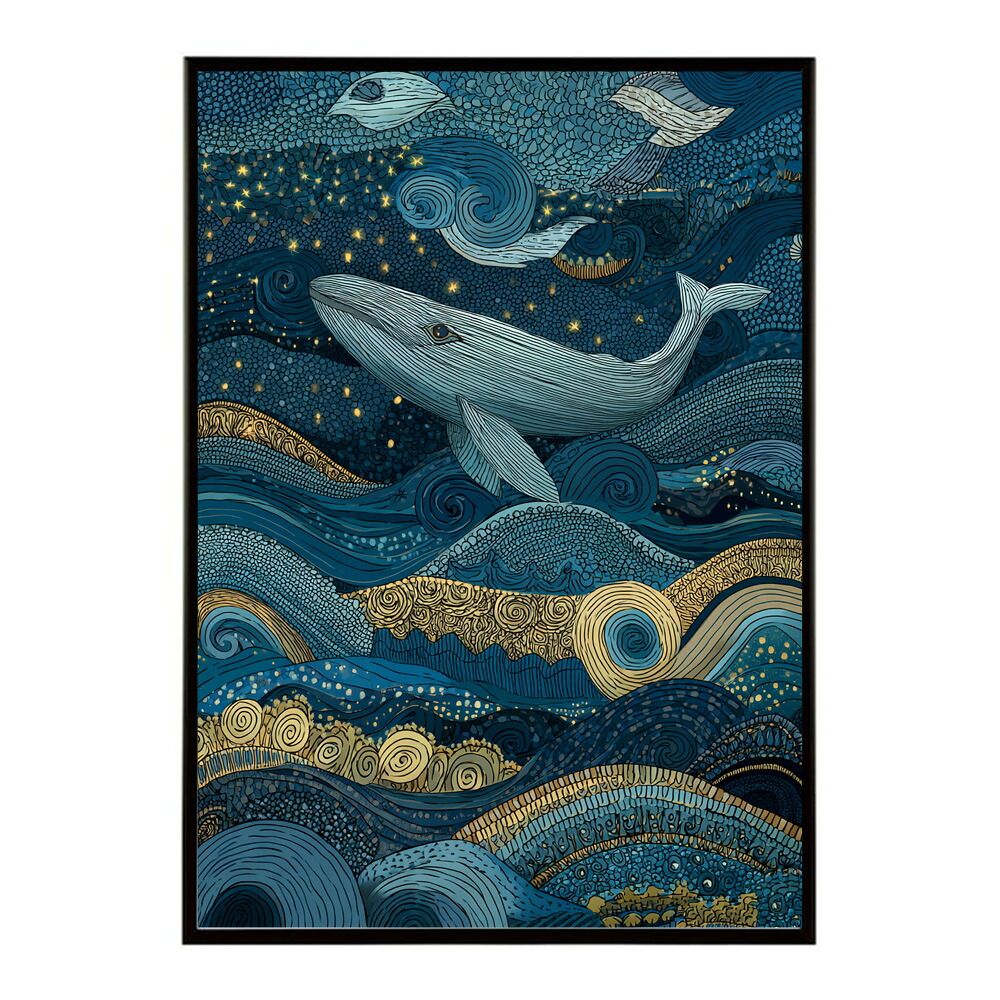 A1サイズ（約59x84cm）】【lm-poster-4558】【フレーム付き】クジラ