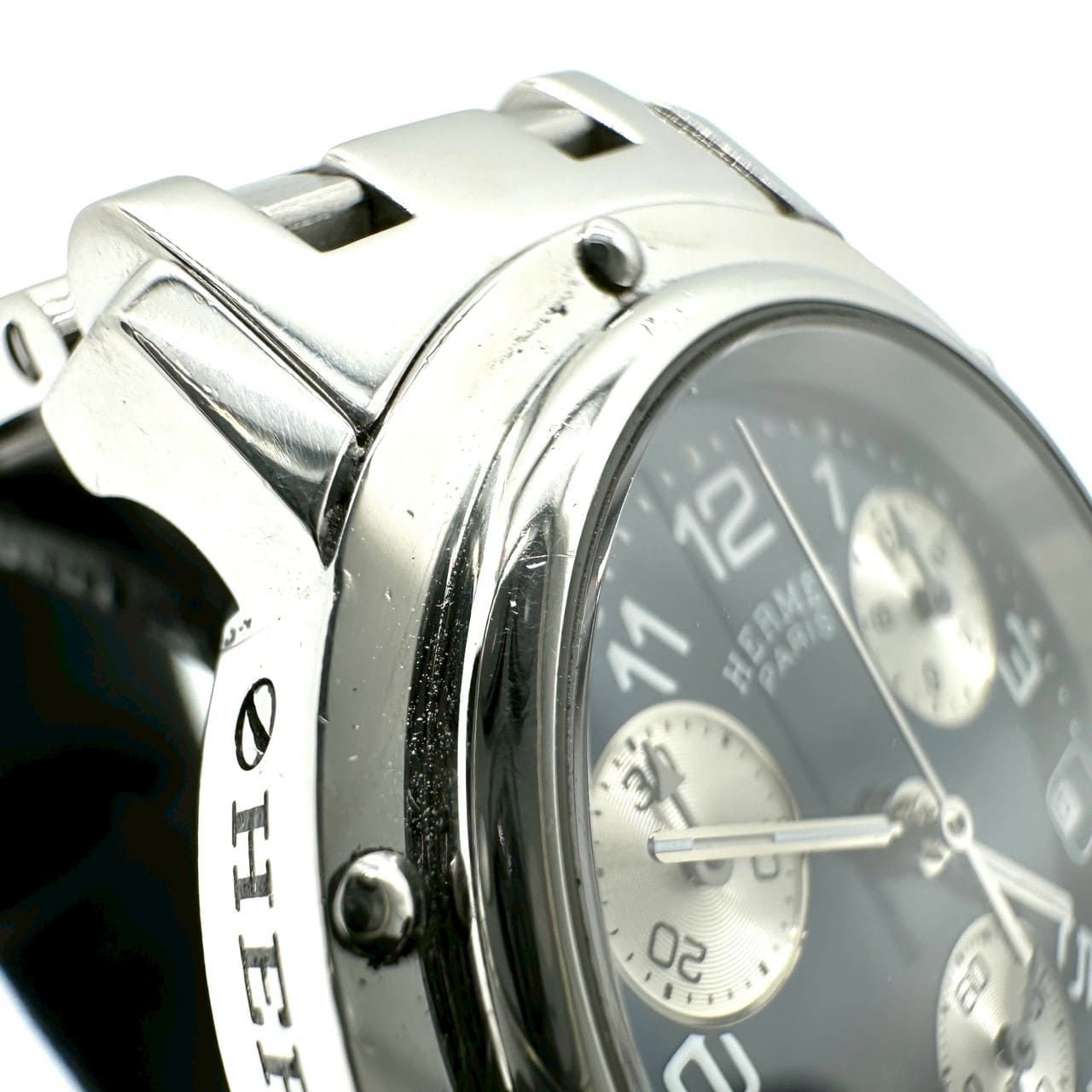 電池交換済】HERMES エルメス CL1.310 クリッパー クロノグラフ デイト