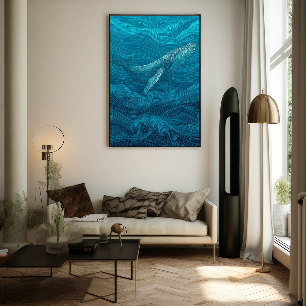 A1サイズ（約59x84cm）】【lm-poster-4561】【フレーム付き】クジラ