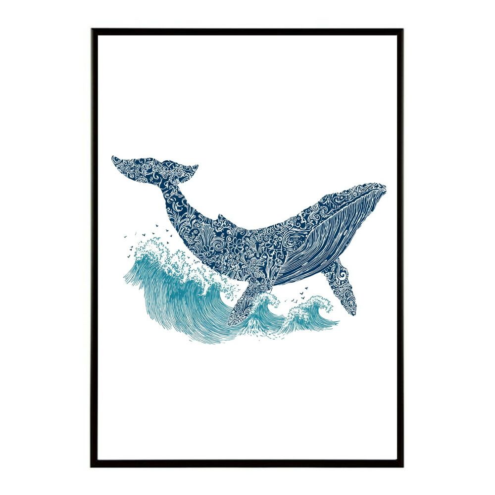 A1サイズ（約59x84cm）】【lm-poster-4562】【フレーム付き】クジラ