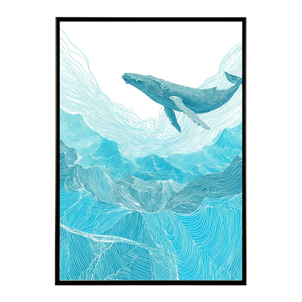 B1サイズ（約73x103cm）】【lm-poster-4587】【フレーム付き】クジラ
