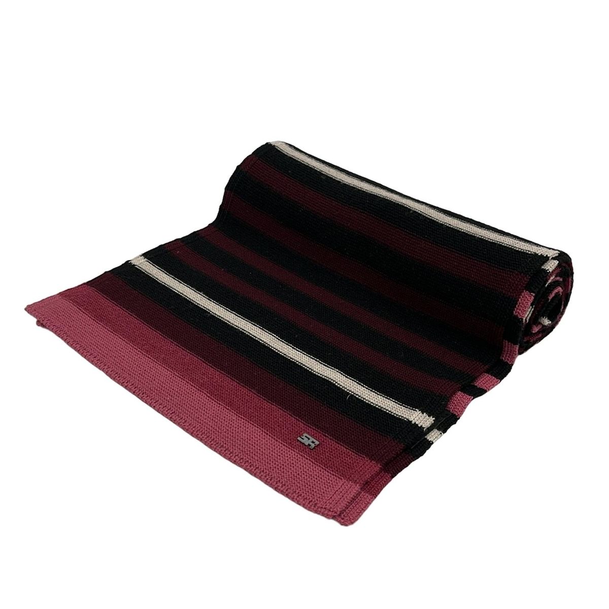 SONIARYKIEL ソニアリキエル マフラー - 黒×ピンク×マルチ ボーダー ウール