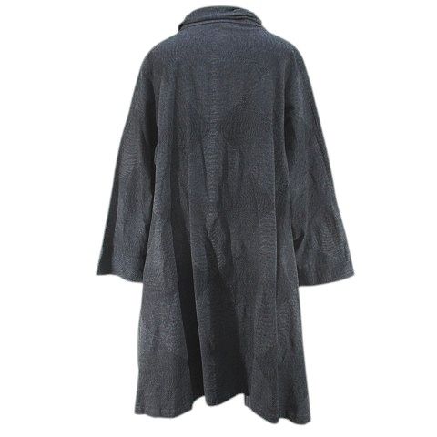 ジウ 慈雨 変形 デザイン コート ロング丈 40 灰系 グレー 総柄 ボタン