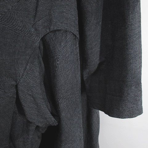 【慈雨】jiu　ジウ　ウール　ロングコート　アシンメトリー　変形　日本製　40 ジウ 慈雨 センソユニコ ジャガード 変形 ワンピース 40 コットン