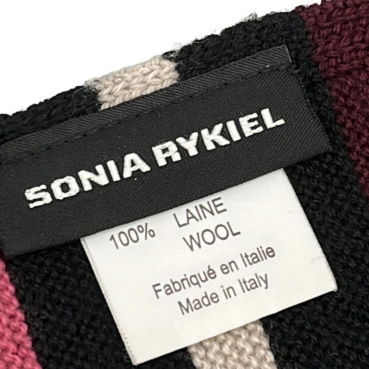 SONIARYKIEL ソニアリキエル マフラー - 黒×ピンク×マルチ ボーダー ウール