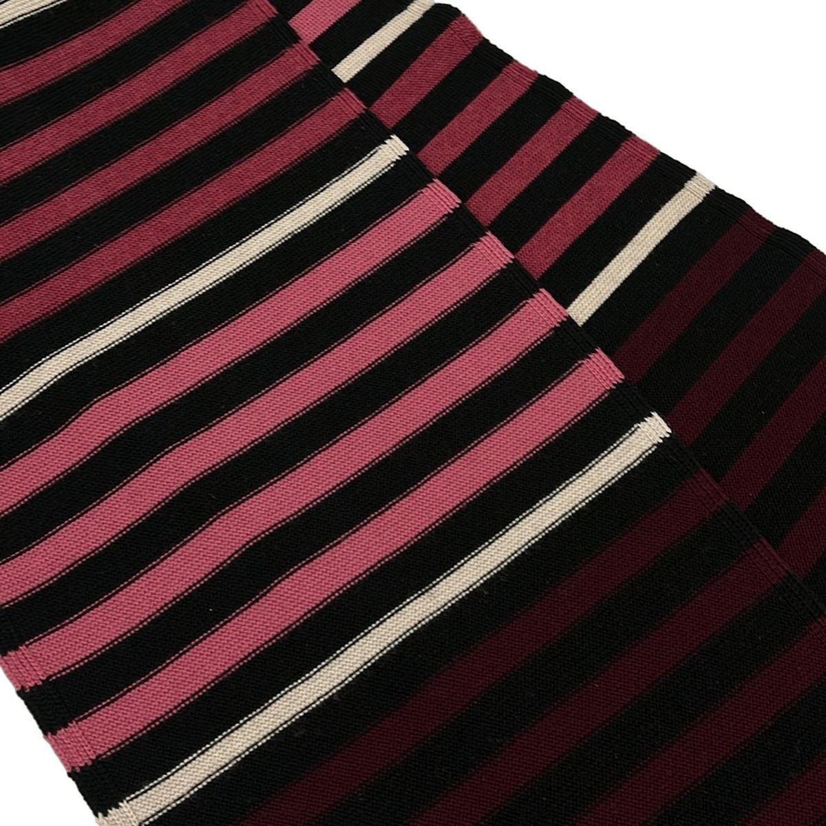 SONIARYKIEL ソニアリキエル マフラー - 黒×ピンク×マルチ ボーダー ウール マフラー 小物
