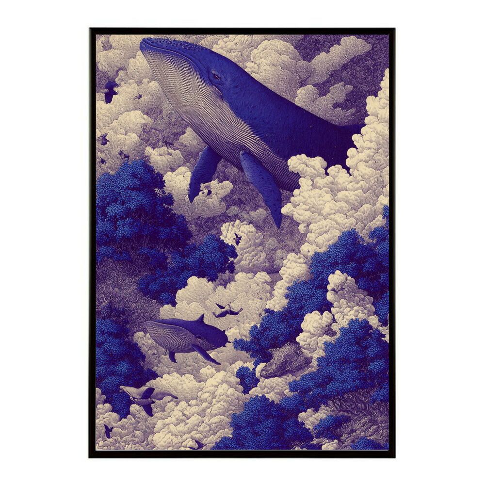 B3サイズ（約36x51cm）lm-poster-4566フレーム付きクジラ - メルカリ