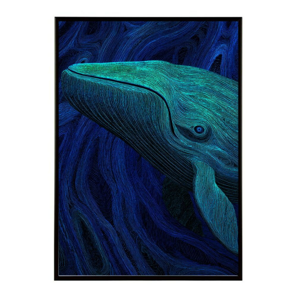 B2サイズ（約51x73cm）】【lm-poster-4569】【フレーム付き】クジラ