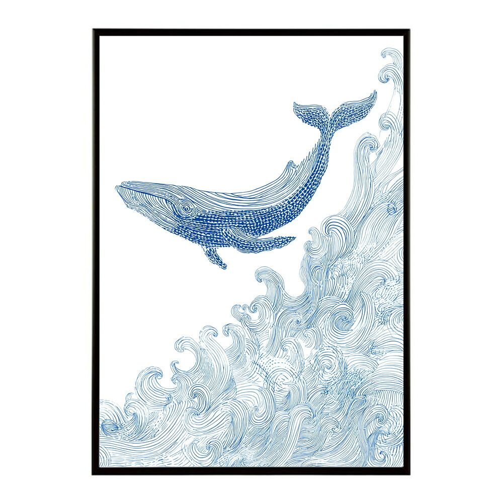 A2サイズ（約42x59cm）】【lm-poster-4575】【フレーム付き】クジラ