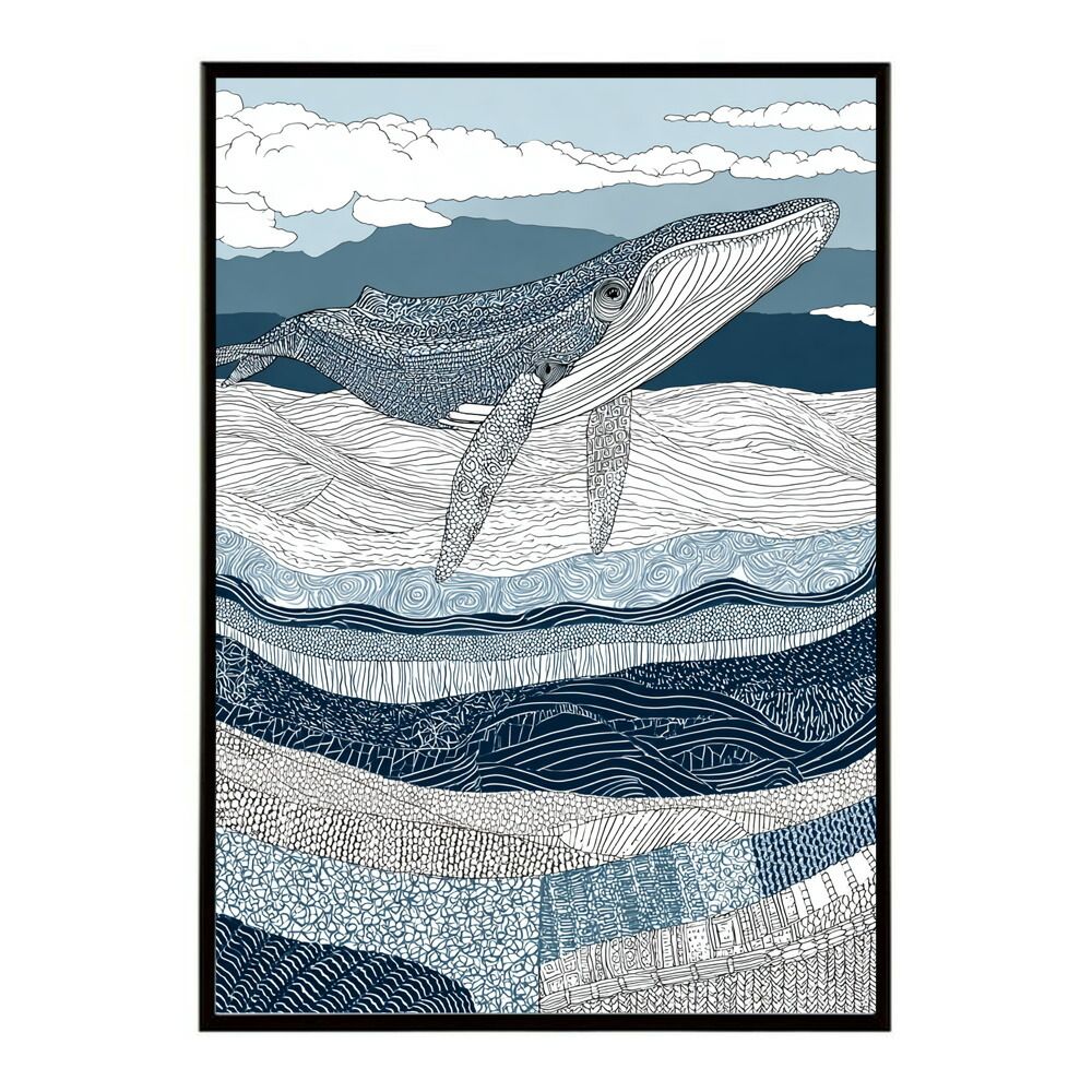A1サイズ（約59x84cm）】【lm-poster-4581】【フレーム付き】クジラ
