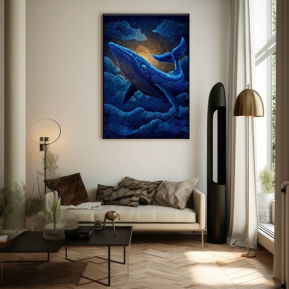 A1サイズ（約59x84cm）】【lm-poster-4584】【フレーム付き】クジラ