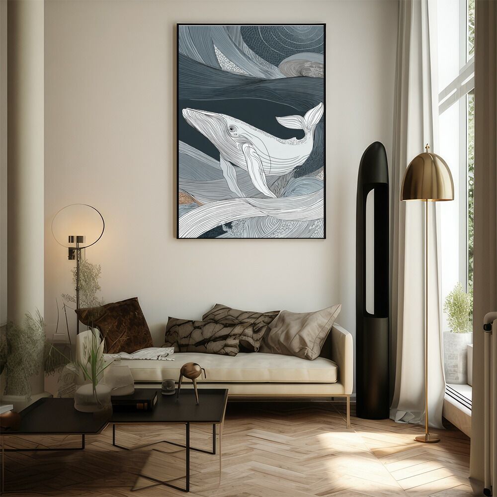 A1サイズ（約59x84cm）】【lm-poster-4586】【フレーム付き】クジラ
