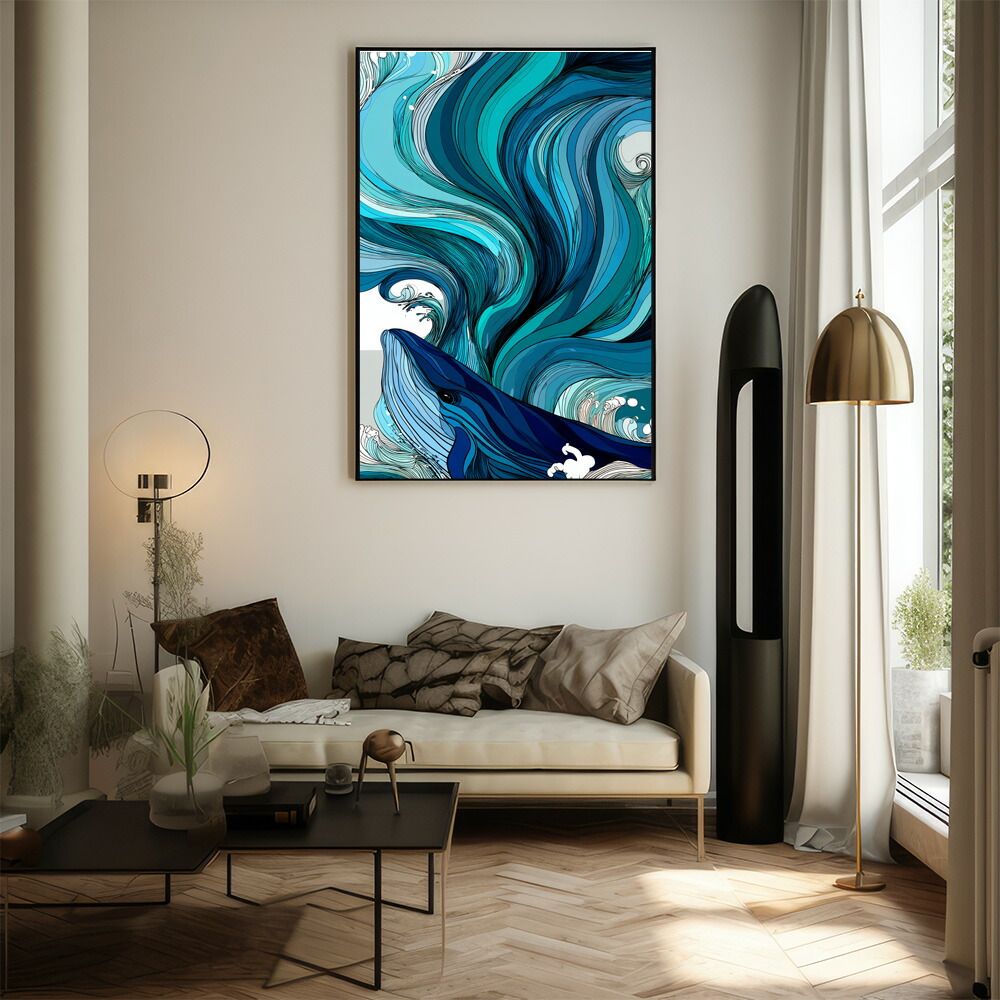 B1サイズ（約73x103cm）】【lm-poster-4587】【フレーム付き】クジラ