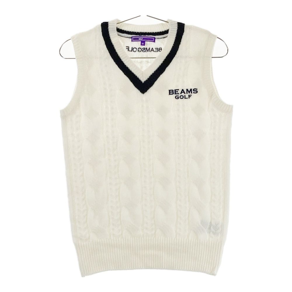 サイズ M BEAMS GOLF ビームスゴルフ ニットベスト ホワイト系 ゴルフウェア レディース ストスト