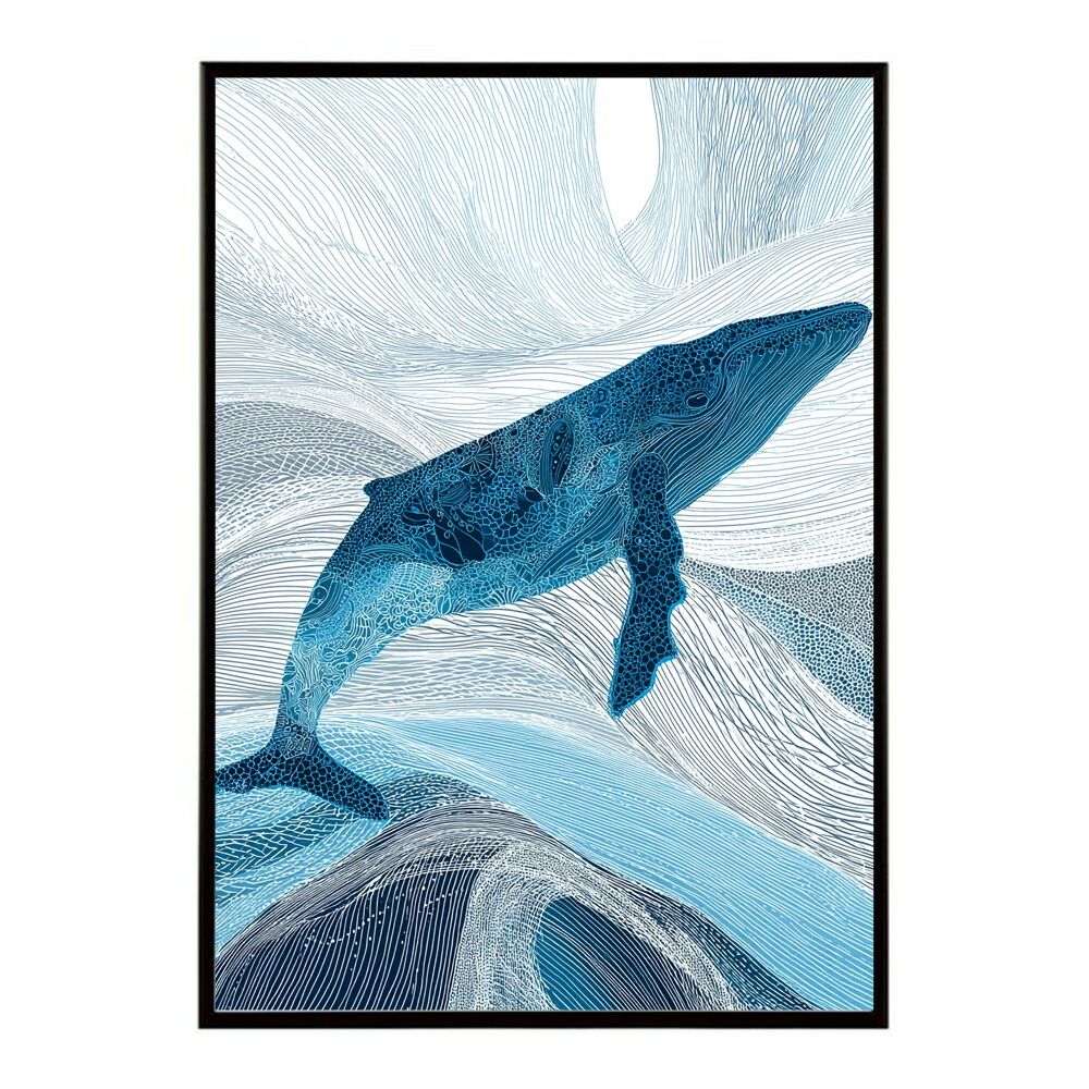 A1サイズ（約59x84cm）】【lm-poster-4588】【フレーム付き】クジラ