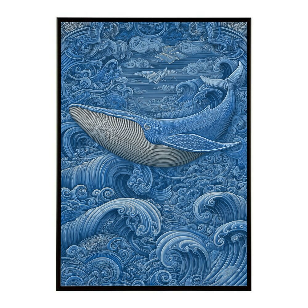 A1サイズ（約59x84cm）】【lm-poster-4509】【フレーム付き】クジラ
