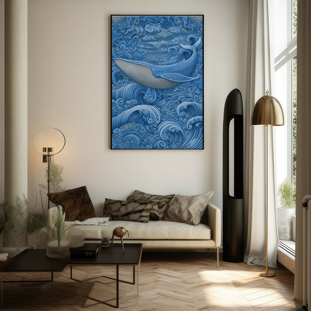 B1サイズ（約73x103cm）】【lm-poster-4589】【フレーム付き】クジラ