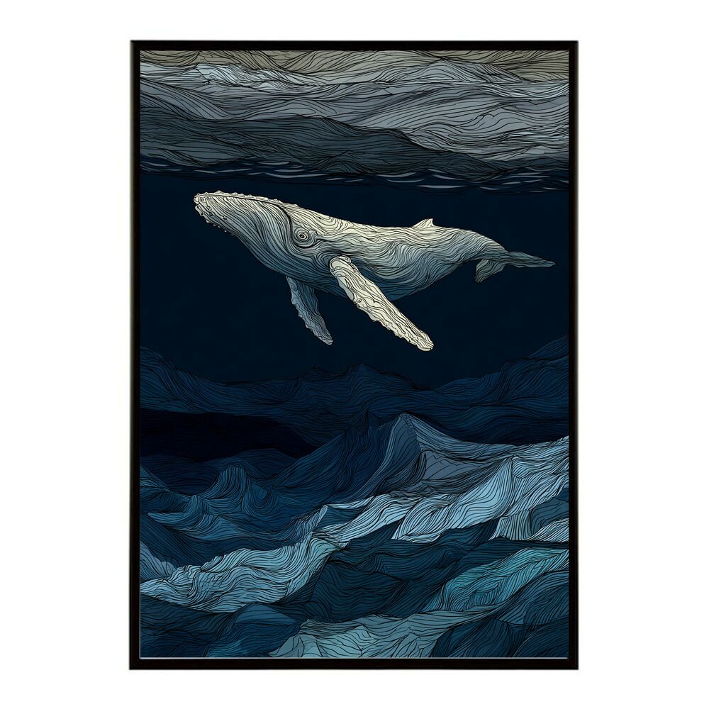 【A1サイズ（約59x84cm）】【lm-poster-4591】【フレーム付き】クジラ ホエール 海 魚 ブルー 青 ocean オーシャン アクア 水族館 イルカ 海洋 ポスター イラスト