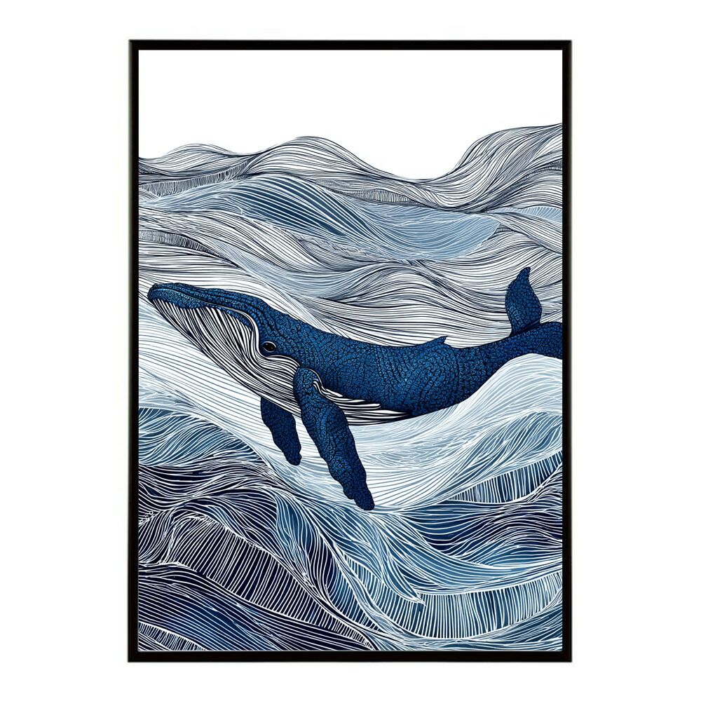 A1サイズ（約59x84cm）】【lm-poster-4509】【フレーム付き】クジラ