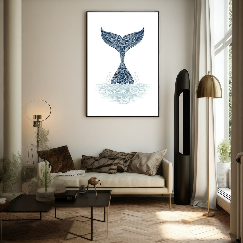 B2サイズ（約51x73cm）】【lm-poster-4593】【フレーム付き】クジラ