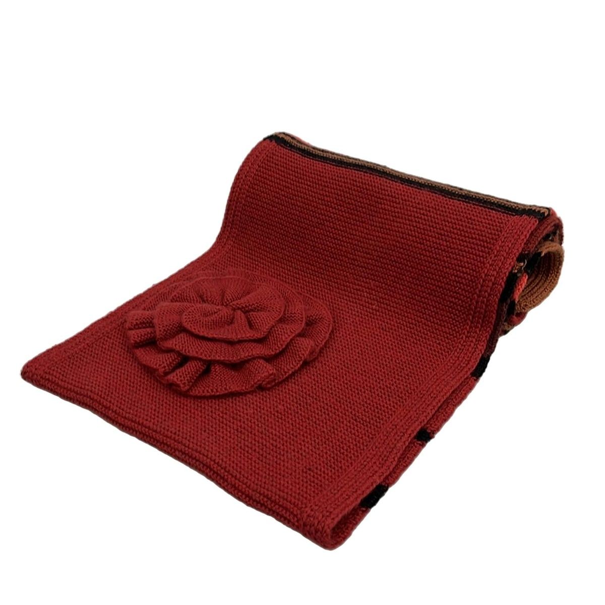 SONIARYKIEL ソニアリキエル マフラー ブラウン レッド マルチ ボーダー フラワー 花 ウール