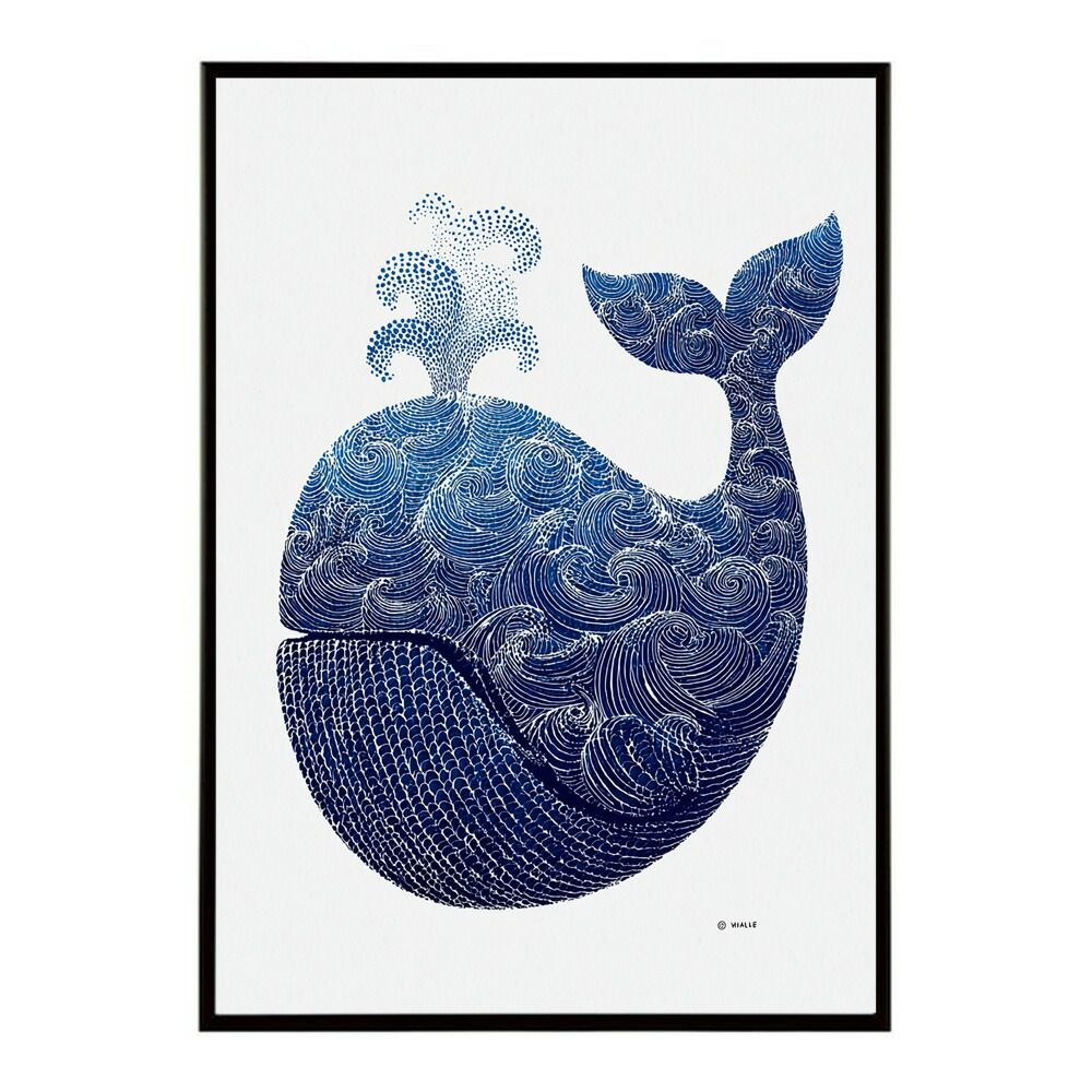 A1サイズ（約59x84cm）】【lm-poster-4550】【フレーム付き】クジラ